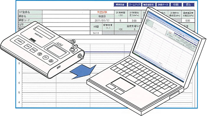 パソコンにデータを転送して計測結果を管理