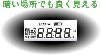 圧力計測器に白色バックライト付き液晶を採用しました。