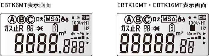 EBTK6MT表示画面、EBTK10MT・EBTK16MT表示画面